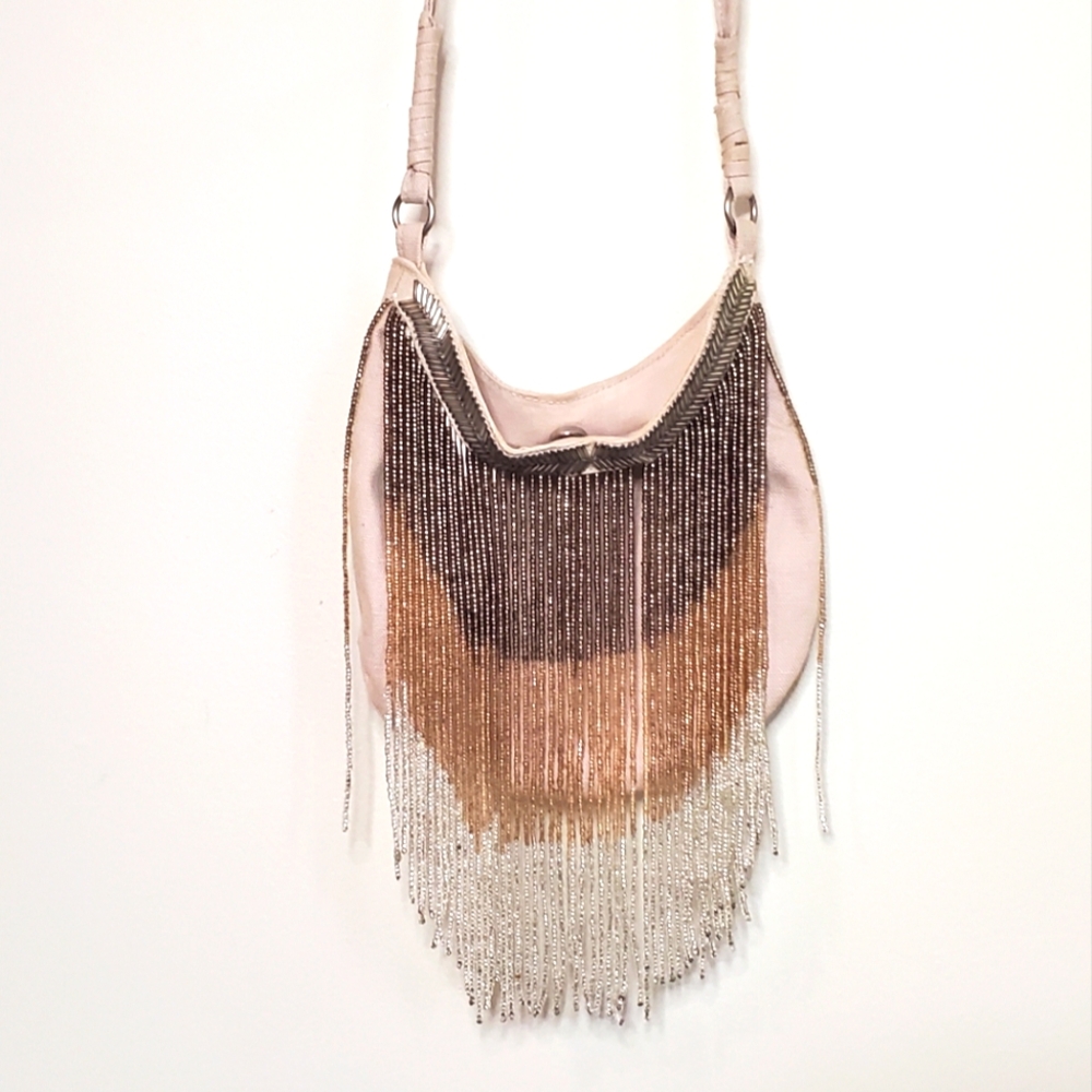 Super Cute Canvas Beaded Fringe Purse Crossbody Bag American Eagle
